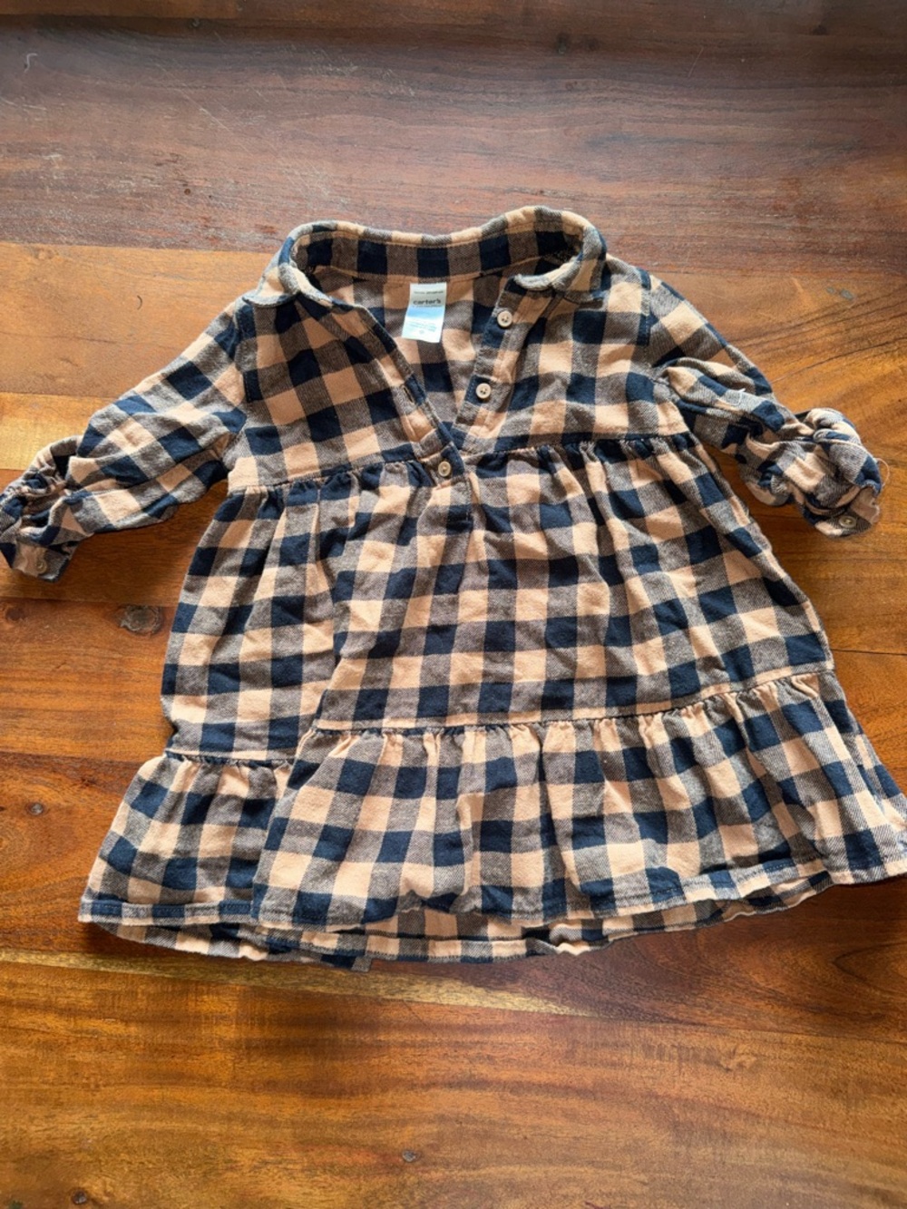 Carter's Black and Tan‎ Buffalo Check Button-Up